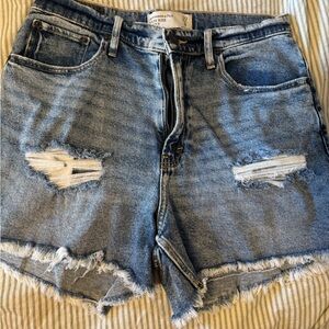 Abercrombie & Fitch Light Blue Distressed Denim Shorts